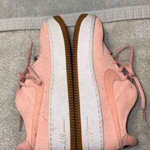 Nike Air Force Ones Pink and White Sneakers w/intact Gum size 9